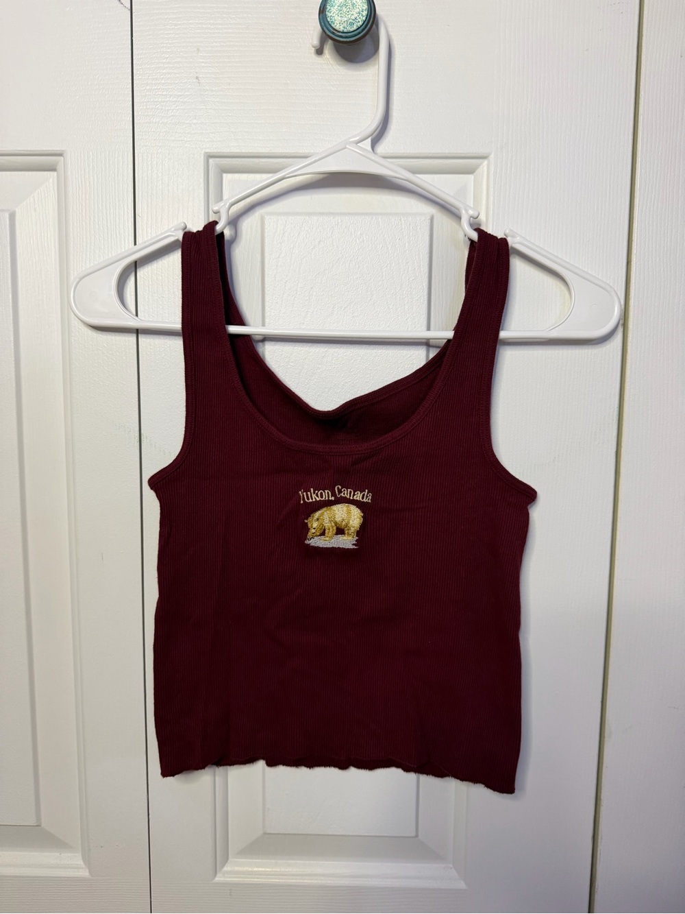 Brandy Melville Maroon Ribbed Tank with Yukon Canada Bear